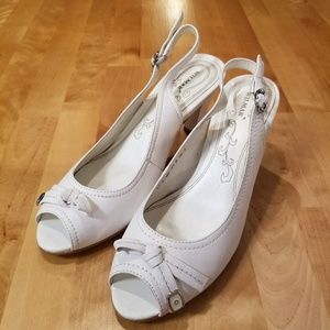 WILMAR Slingback Peeptoe White Heels Size 38 / 8